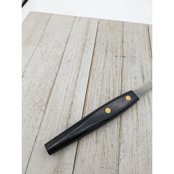 USA Stainless Steel Meat Fork 2 Wide Prong 10 1/3" Black Handle Vintage - Picture 6 of 7